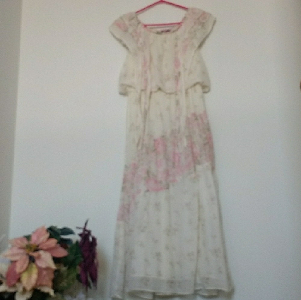 Vintage Cream and Pink Floral Dress